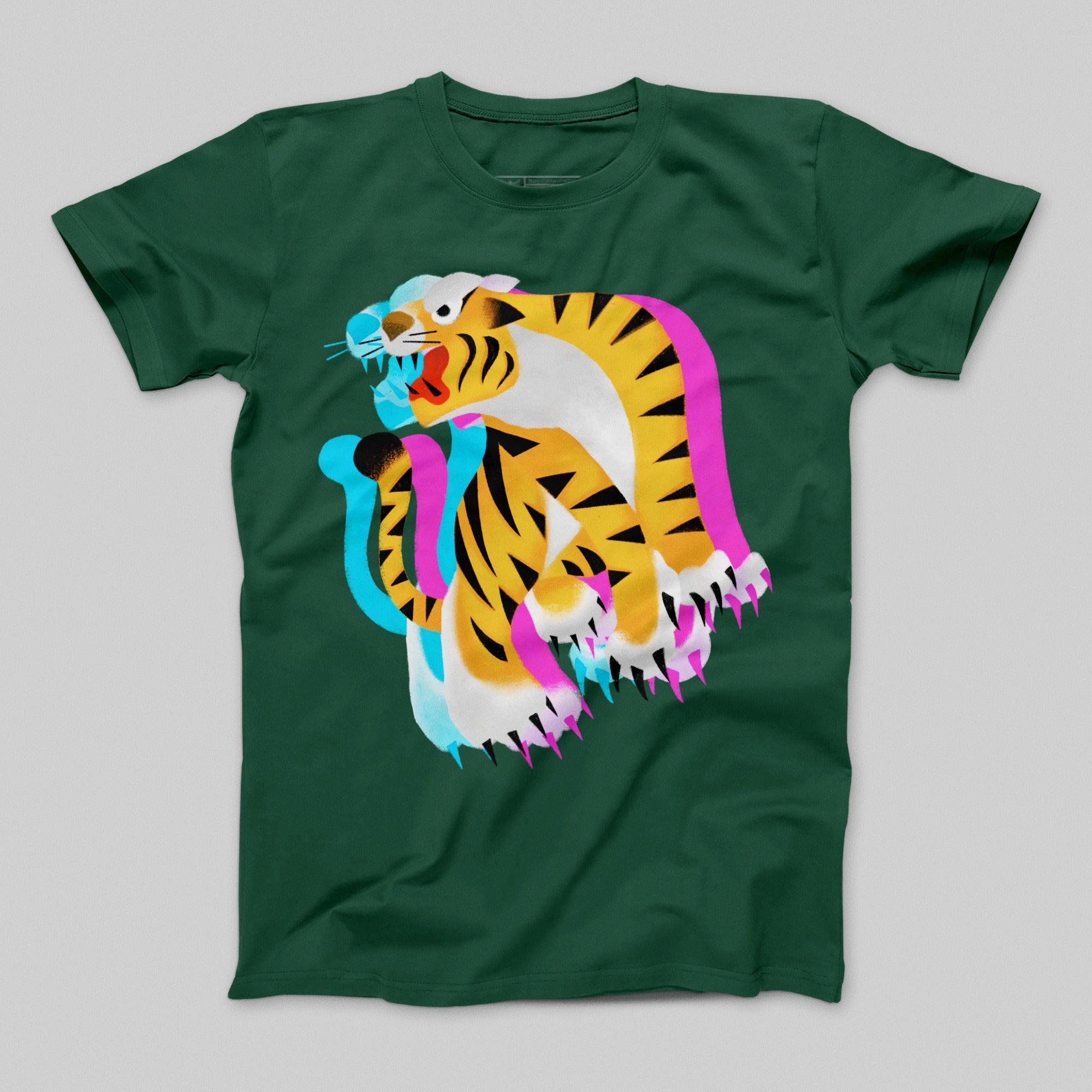 Colorful Fierce Tiger Graphic Print T-shirt