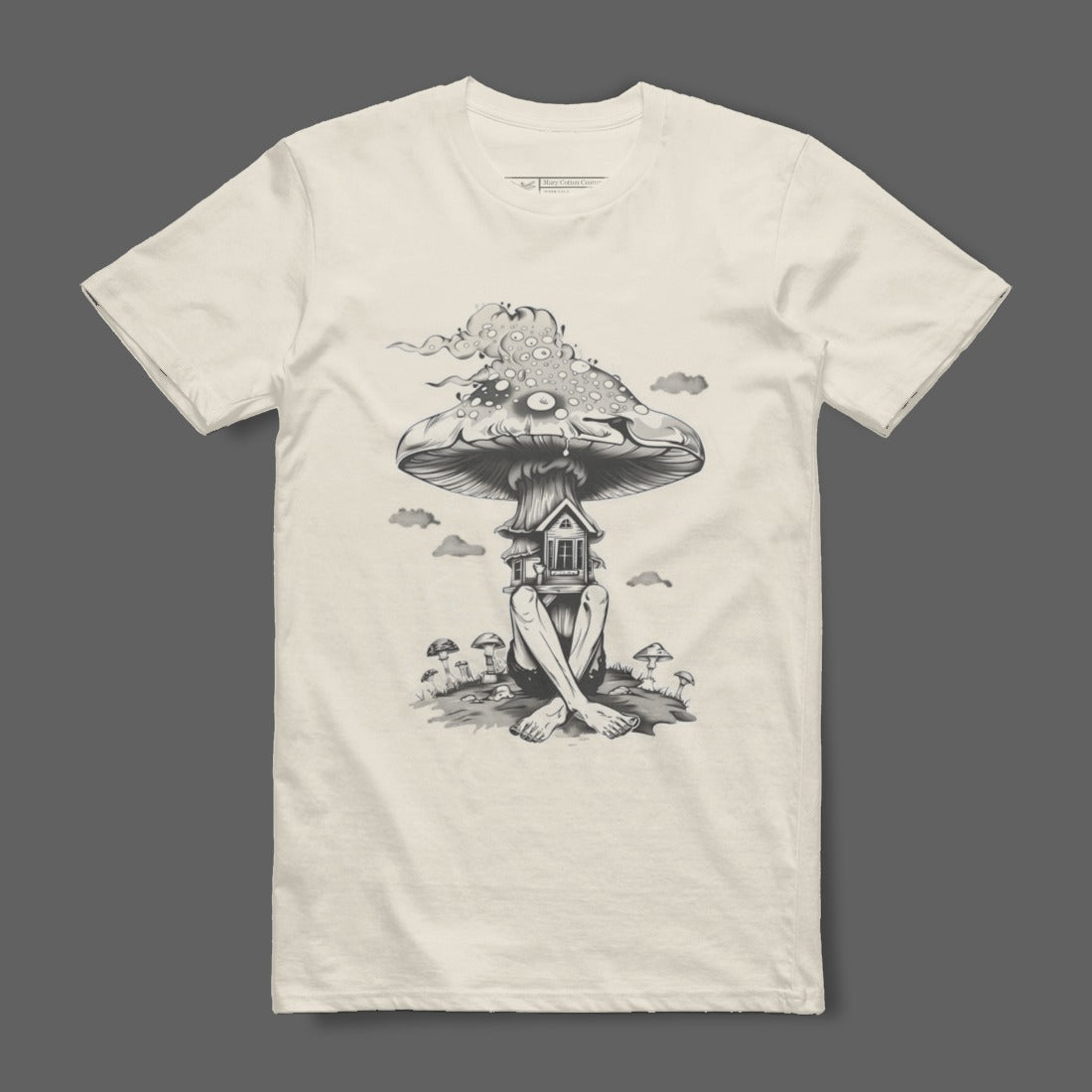 Surreal Mushrooms and House Graphic Art T-shirt