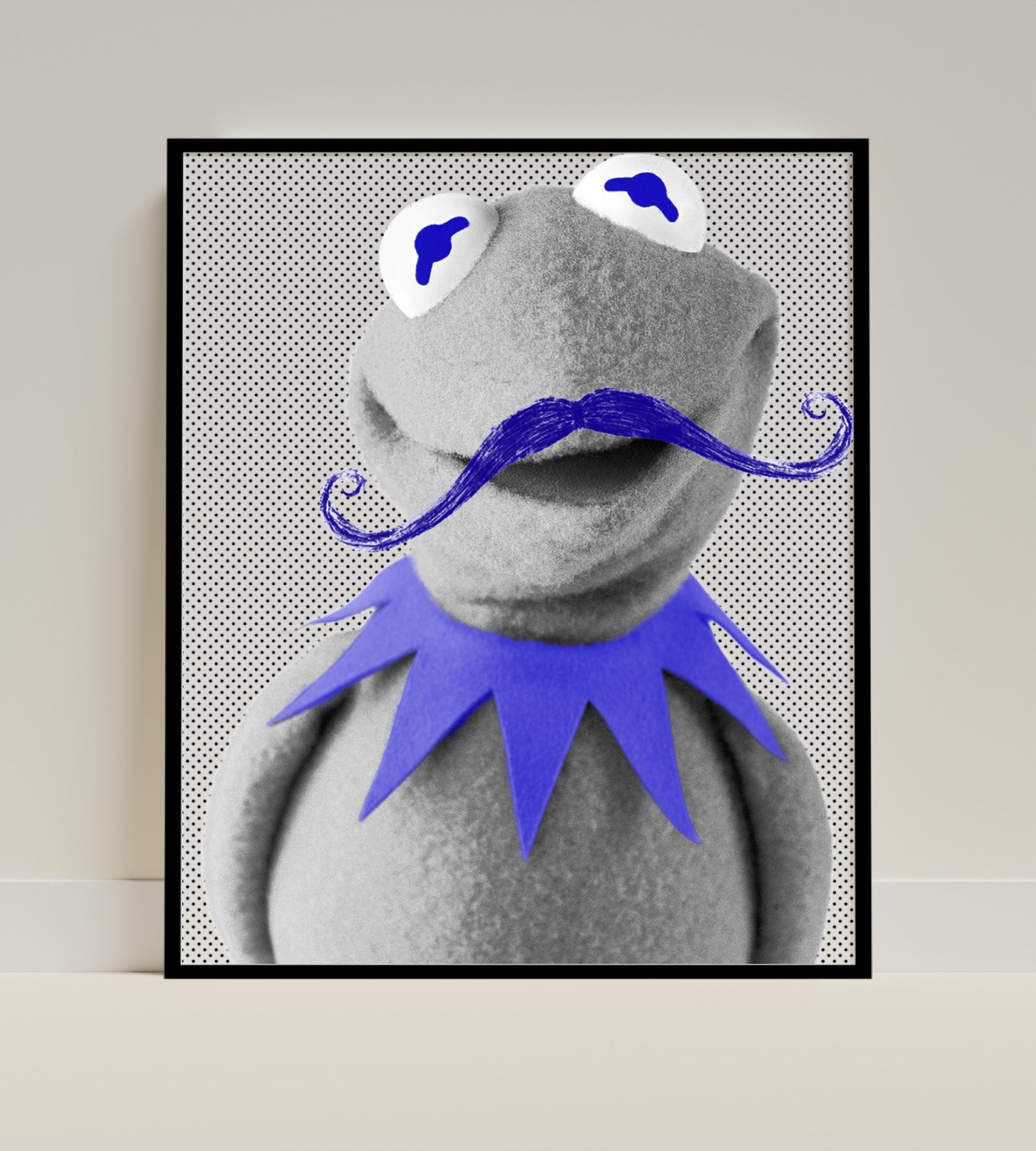 Blue Mustache Frog Fun Unique Wall Art Decor Poster