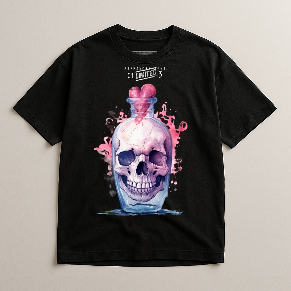 Skull in a Potion Bottle Graphic T-Shirt