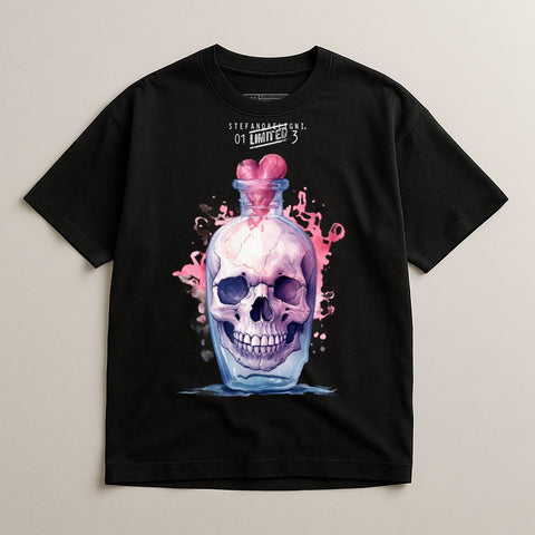 Skull in a Potion Bottle Graphic T-Shirt