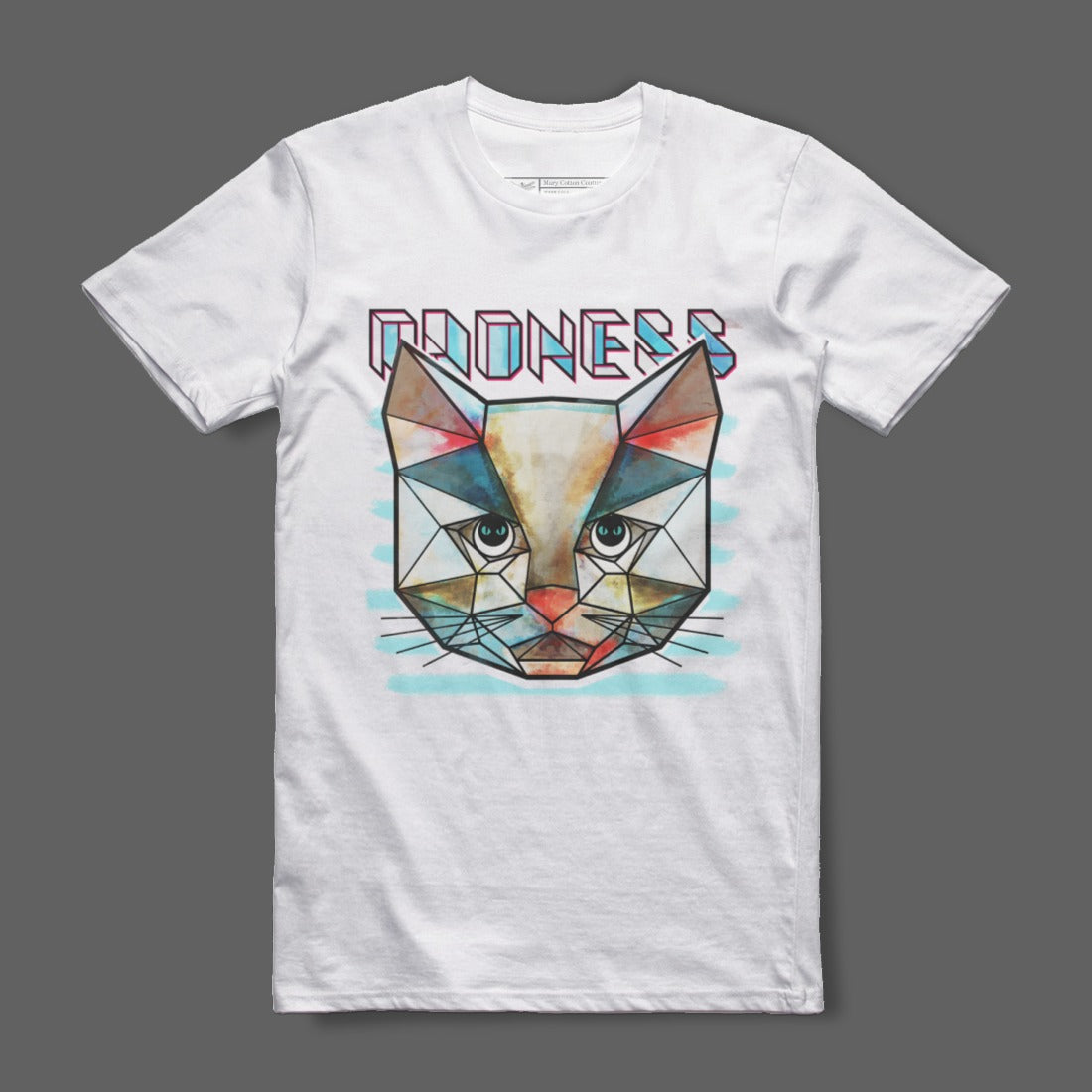 Colorful Geometric Cat Graphic T-shirt Design