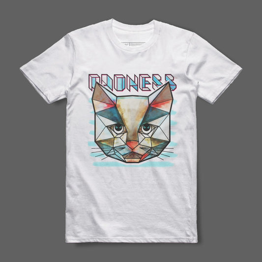 Colorful Geometric Cat Graphic T-shirt Design