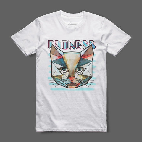 Colorful Geometric Cat Graphic T-shirt Design