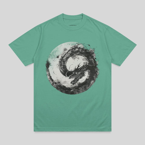 Teal Ink Wash Dragon Circular Artwork product type