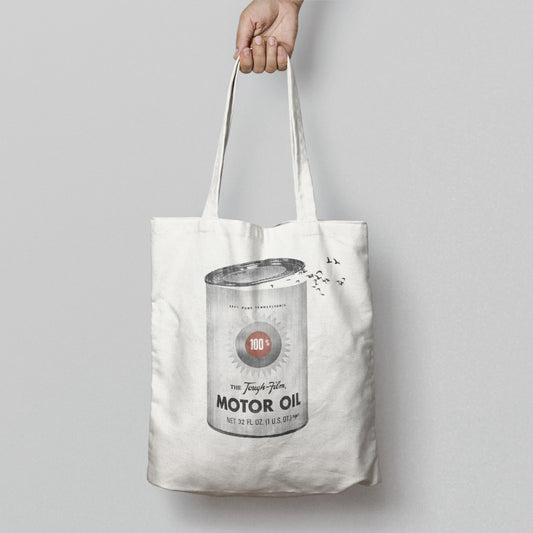 Unique Motor Oil Can Design Tote Bag with Birds