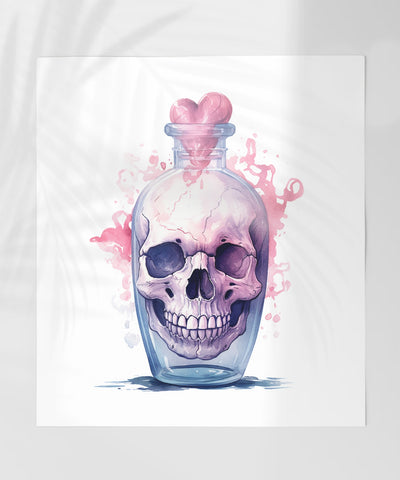 Skull Heart in a Jar Art Print for Unique Wall Decor