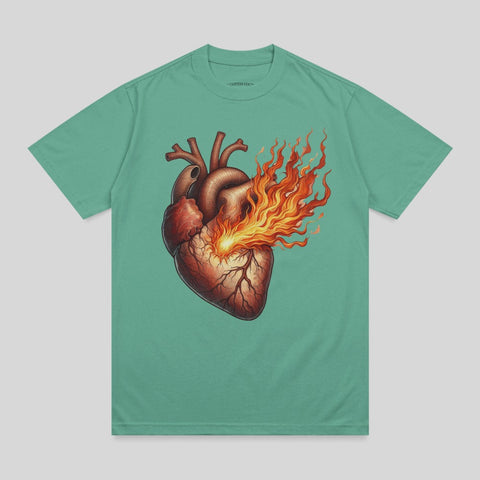 Fiery Anatomical Heart Graphic Design T-Shirt Product Type