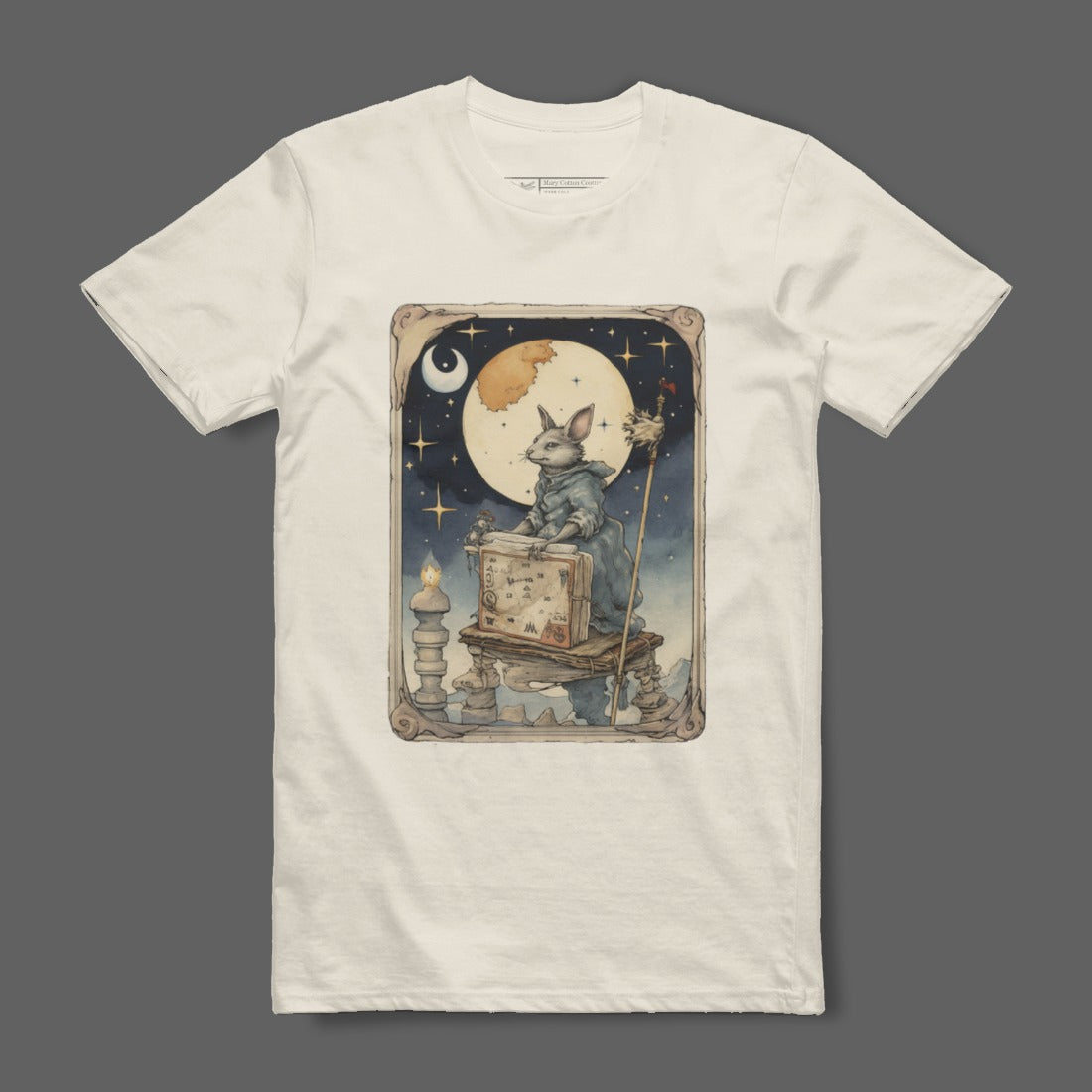 Whimsical Rabbit Wizard Design T-shirt