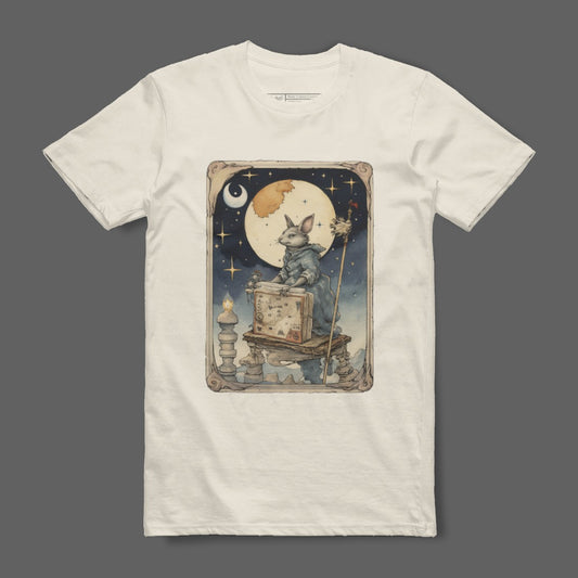 Whimsical Rabbit Wizard Design T-shirt