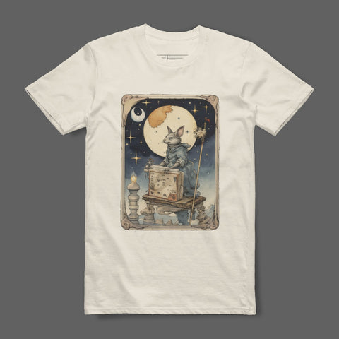 Whimsical Rabbit Wizard Design T-shirt