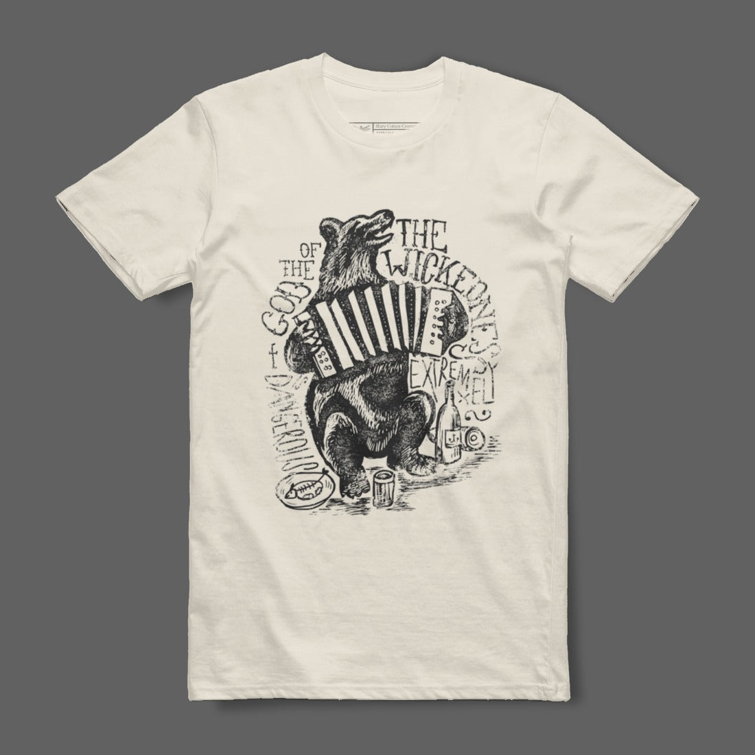 Stylish Bear Playing Accordion Graphic Tee