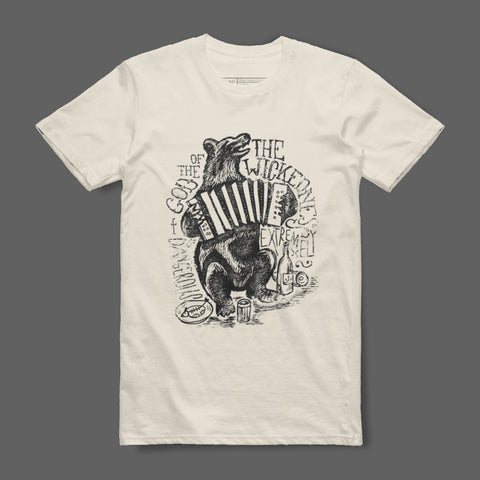 Stylish Bear Playing Accordion Graphic Tee