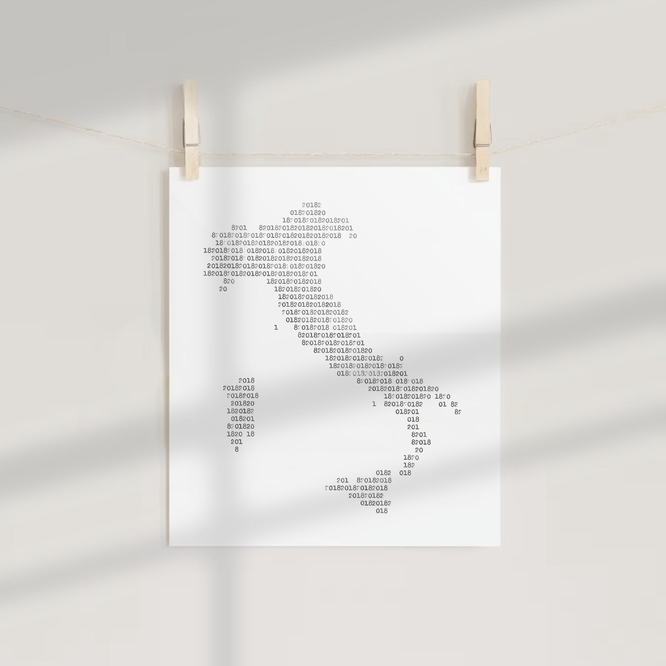 Minimalist Binary Code Art Print in Black and White
