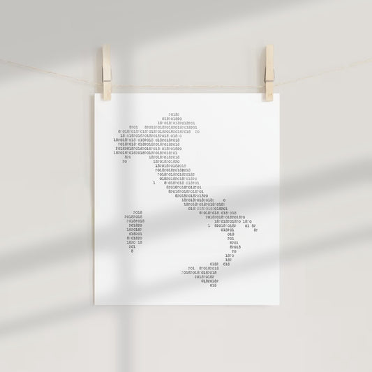Minimalist Binary Code Art Print in Black and White