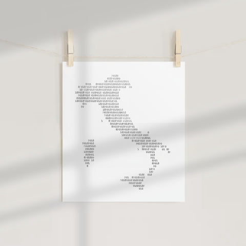 Minimalist Binary Code Art Print in Black and White