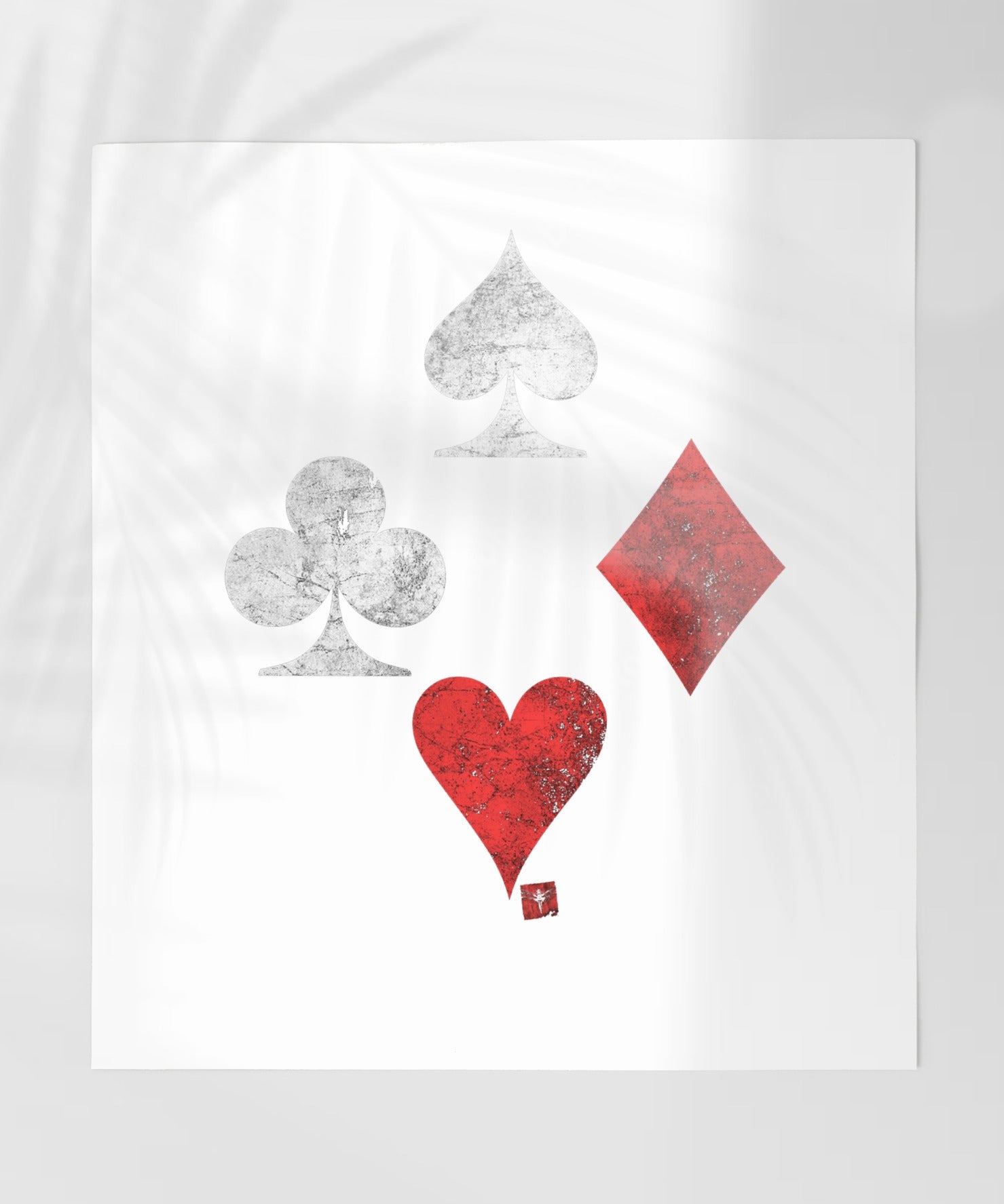 Grunge Distressed Playing Card Suits Wall Art Print