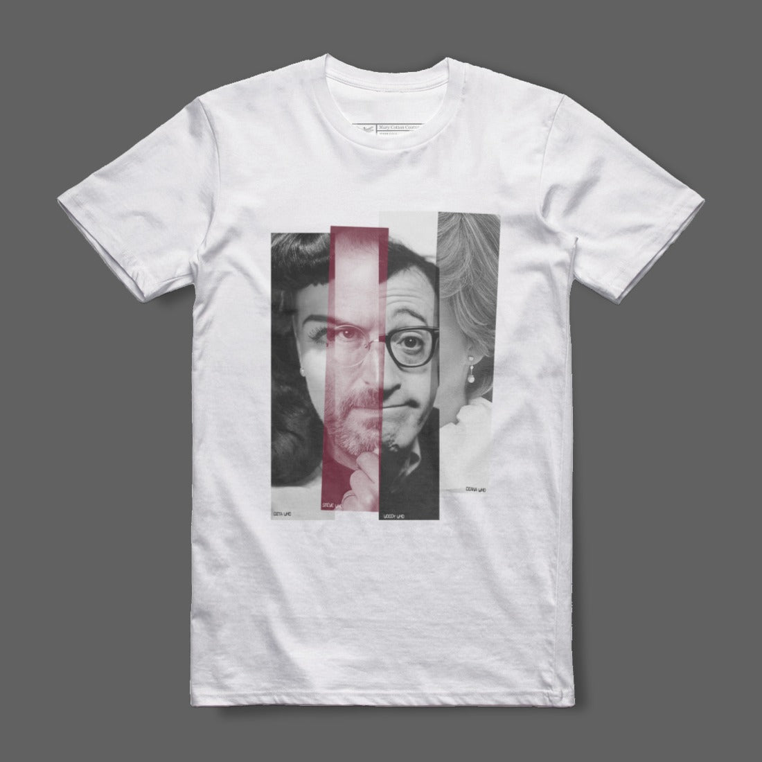 Unique Collage Face Art Graphic T-shirt with Creative Design