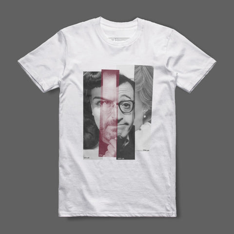 Unique Collage Face Art Graphic T-shirt with Creative Design