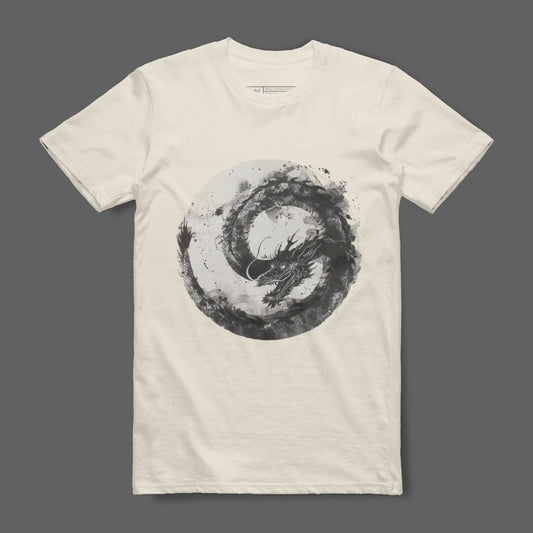 Mystical Black Dragon Graphic Design T-Shirt