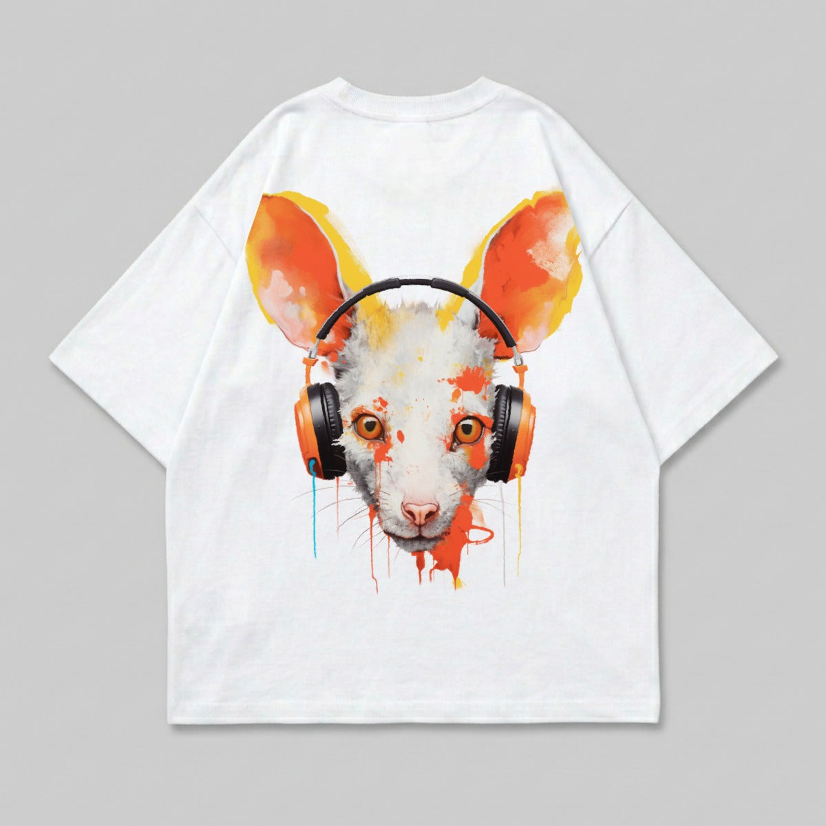 White Animal Headphones Colorful Paint Splatter product type