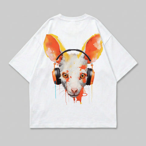 White Animal Headphones Colorful Paint Splatter product type