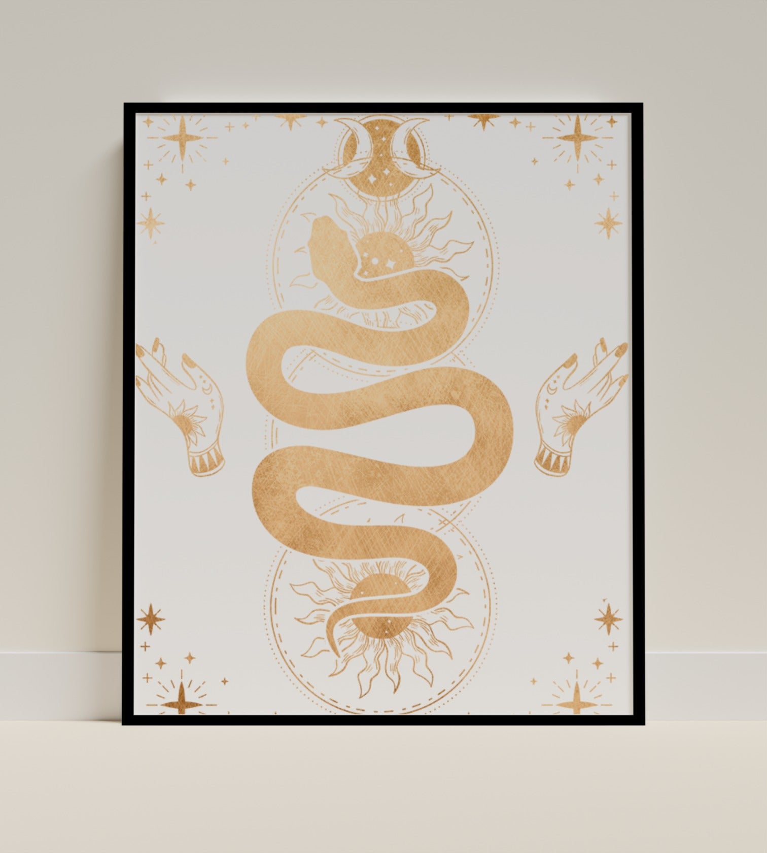 Mystical Serpent and Hands Framed Wall Art Decor
