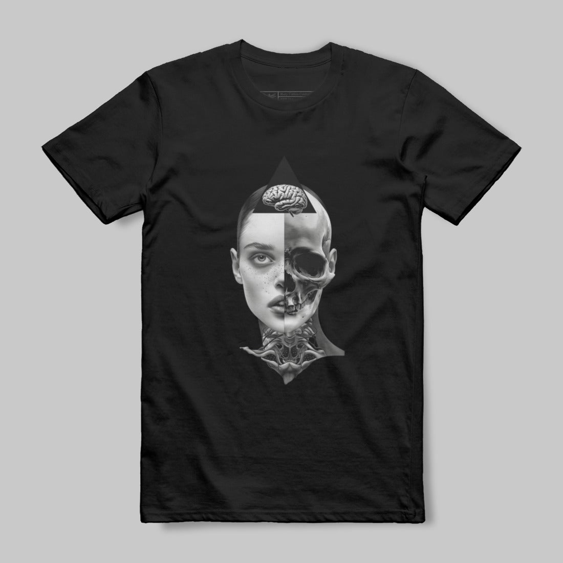 Graphic Half Skull Half Face Design T-Shirt