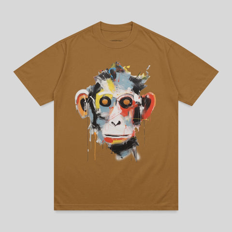 Abstract Colorful Monkey Face Brown T-Shirt product type