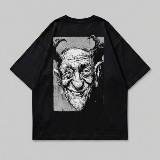Grinning demon creature artistic illustration t-shirt product type