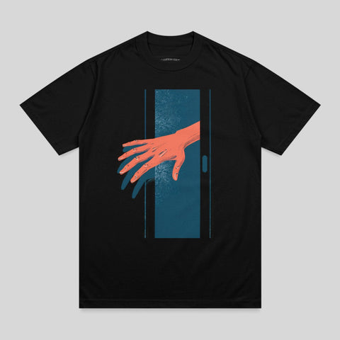 Reaching Hand Blue Door Opening Graphic product