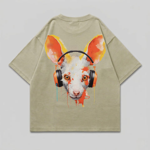 White Animal Orange Headphone Paint Splatter product type