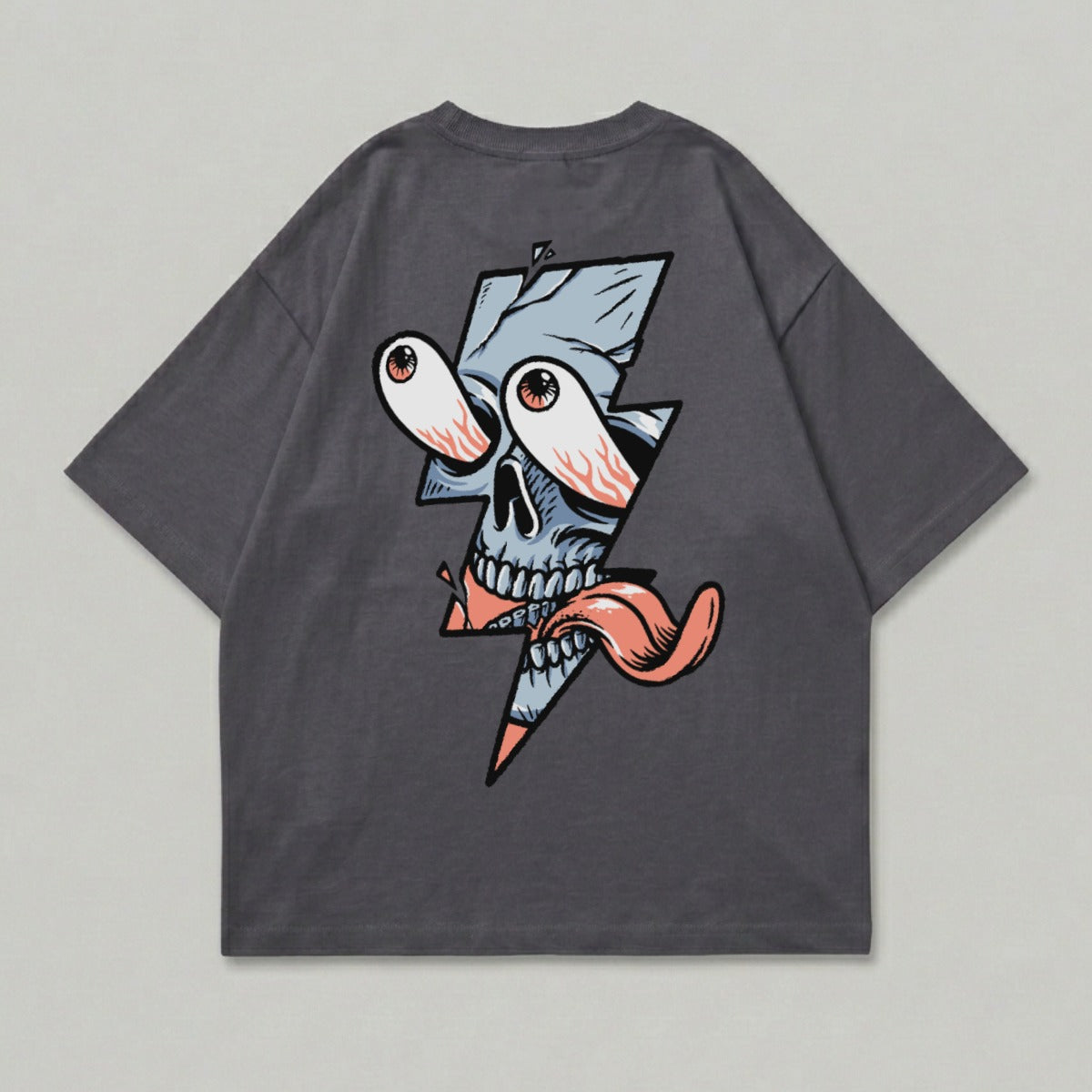 Dark Gray Lightning Bolt Skull Tongue Eyes Design product type