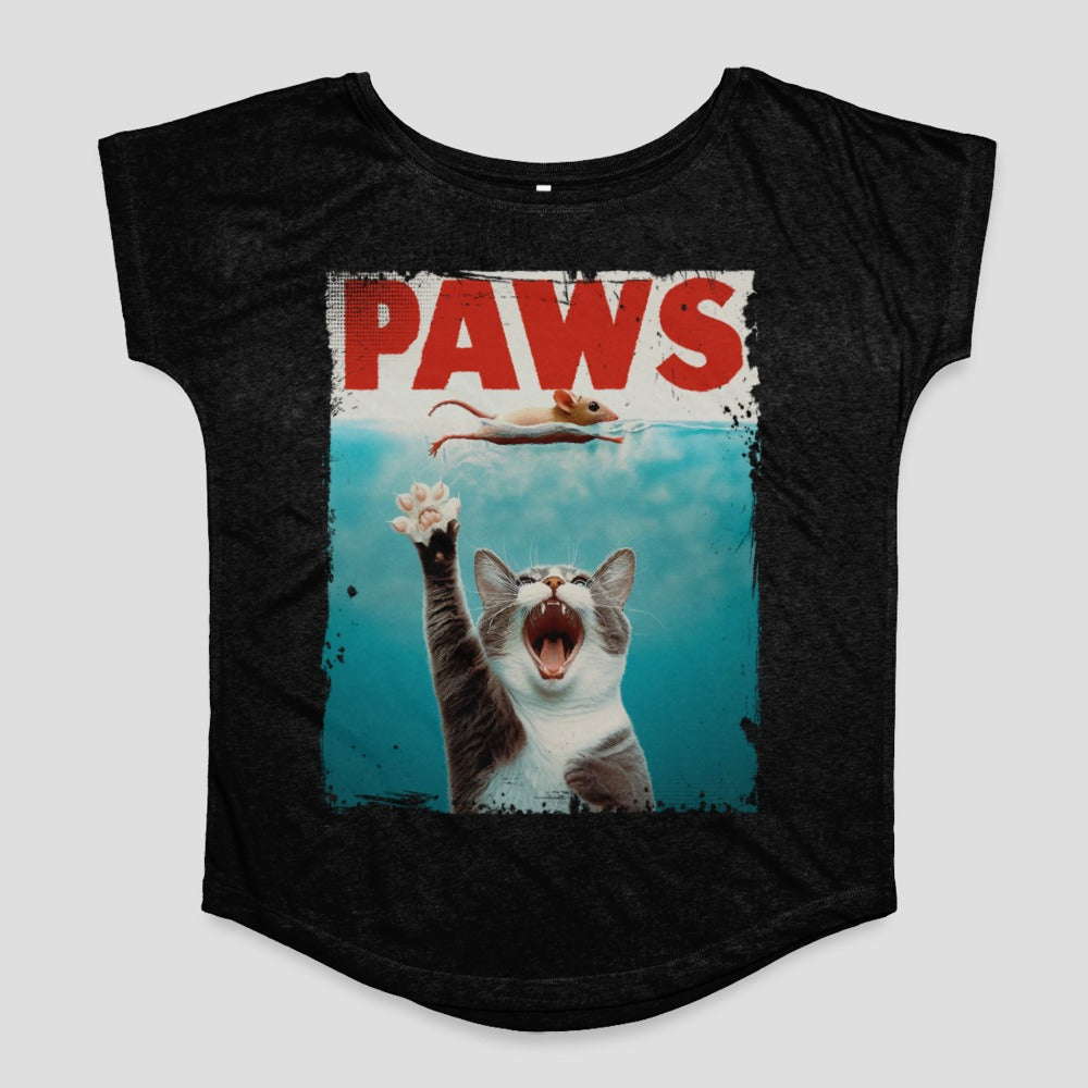 Funny Cat Chase Paws Design Graphic T-shirt