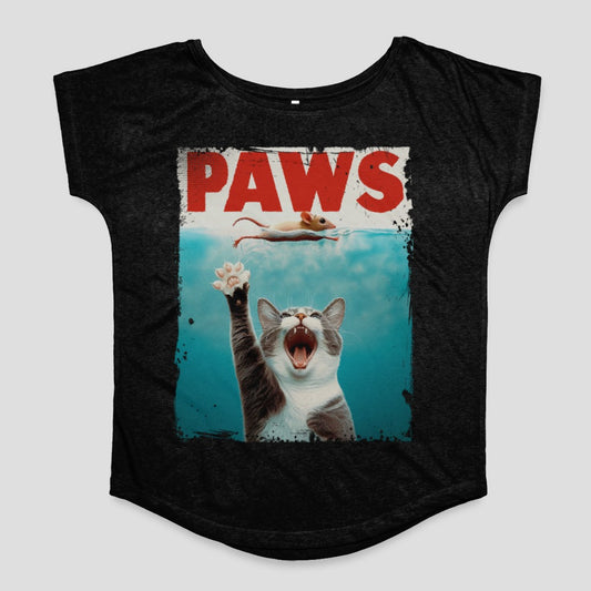 Funny Cat Chase Paws Design Graphic T-shirt