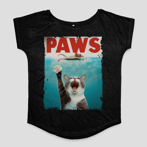 Funny Cat Chase Paws Design Graphic T-shirt