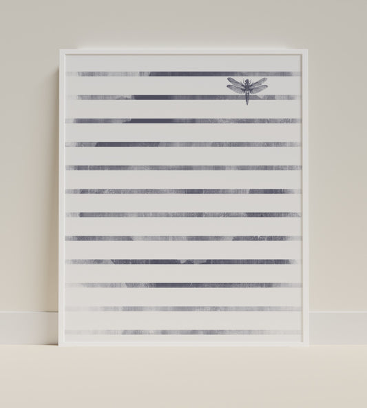 Dragonfly Accent with Black and White Stripes Wall Art