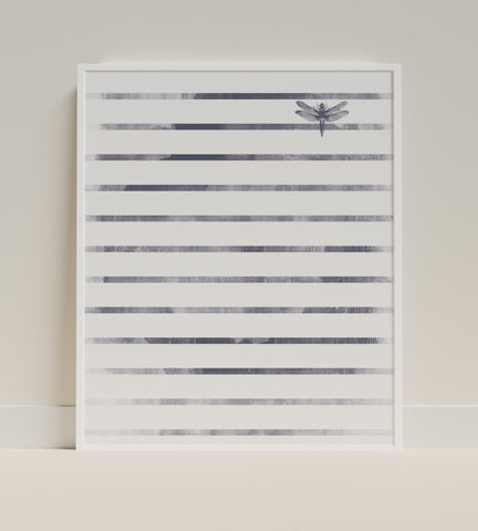 Dragonfly Accent with Black and White Stripes Wall Art