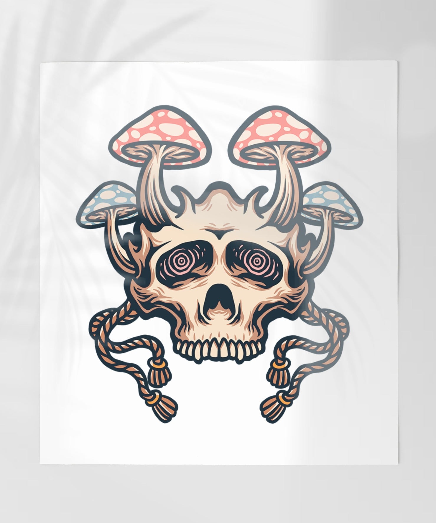 Hypnotic Skull with Mushrooms Graphic Art Print