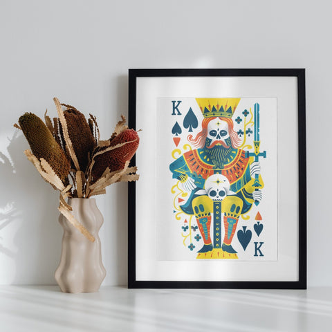 Colorful King of Spades Playing Card Art Print