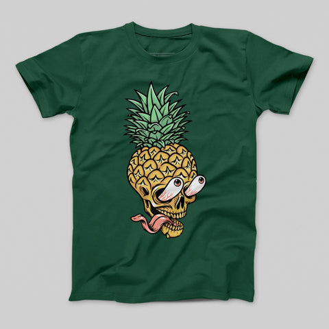 Pineapple Skull Graphic Design T-Shirt