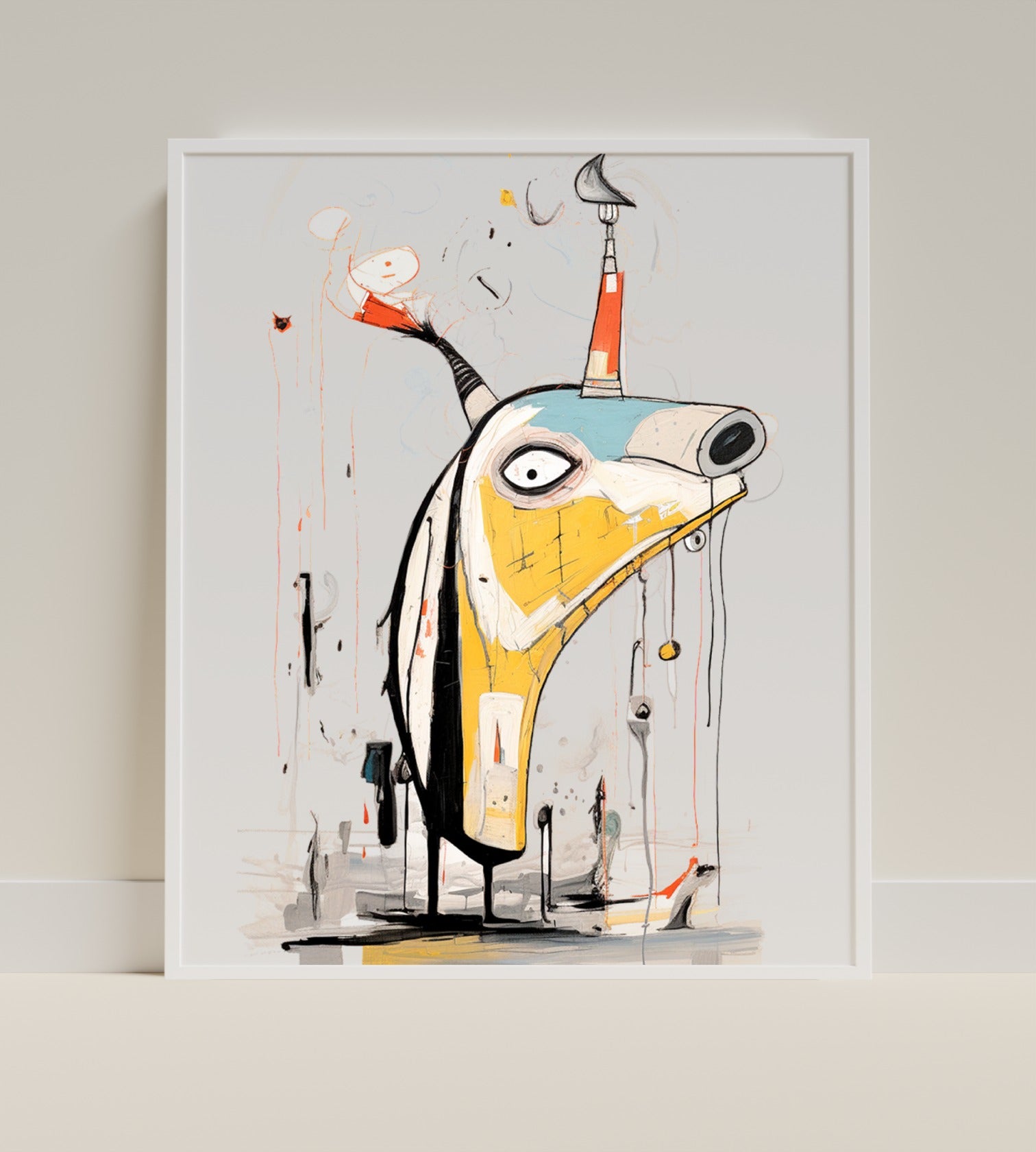 Abstract Animal with Colorful Horns Wall Art Decor