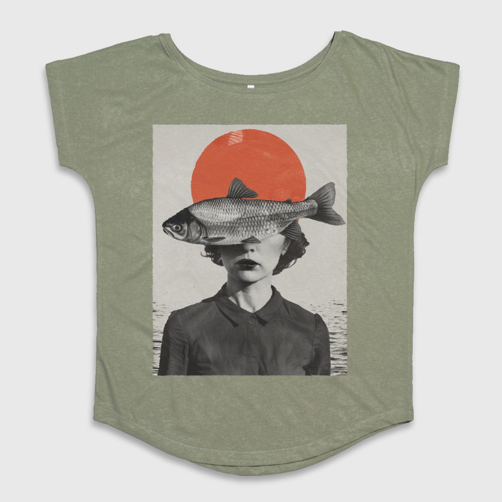 Abstract Art Fish Face Design T-Shirt for Unique Style