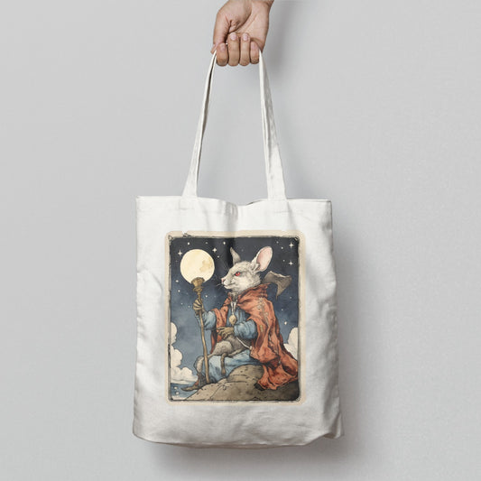 Enchanting Rabbit Wizard Under the Moon tote bag