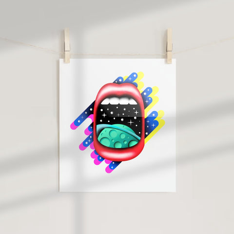 Psychedelic Open Mouth Surreal Art Print Poster