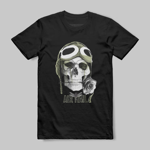 Skull with Goggles and Rose Graphic T-Shirt product