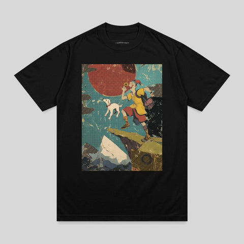 Retro Hiker Dog Red Sun Cliff Adventure product type