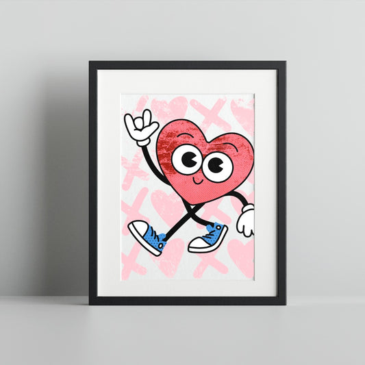 Cute Heart Character with Sneakers Art Print Poster