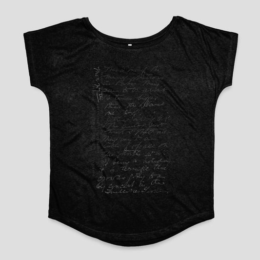 Black T-Shirt with Subtle Text Design trendy