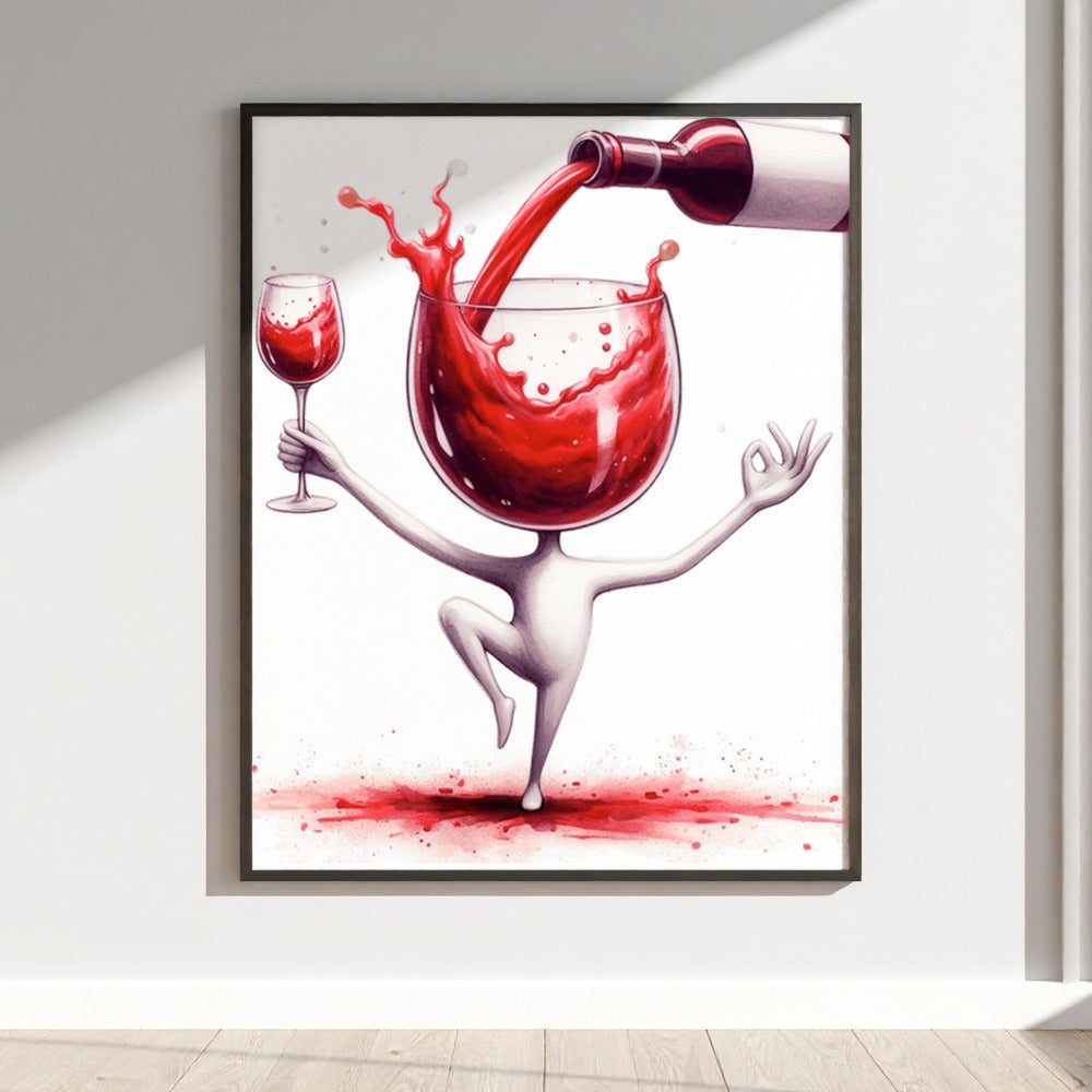 Quirky Abstract Art with Wine Theme Wall Decor
